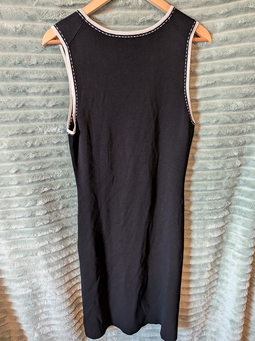 Vertigo Paris Black Knit Cardigan with White Trim and Bow Accents - Picture 3 of 7